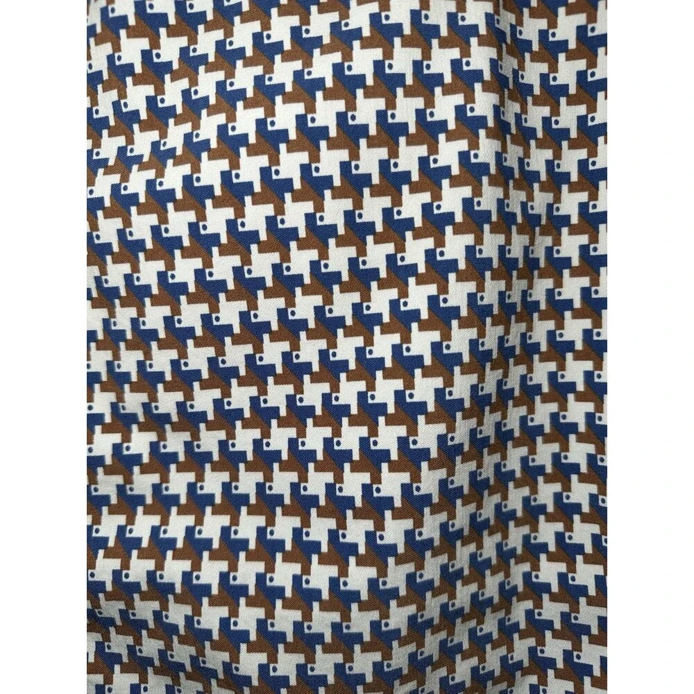 J McLaughlin Blue Brown Geometric Houndstooth Print Knee Length Stretch Skirt 12